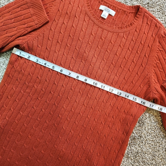 Croft & Barrow Cable Knit Sweater Crew Neck Size Small EUC Burnt Orange Size S - Picture 6 of 7
